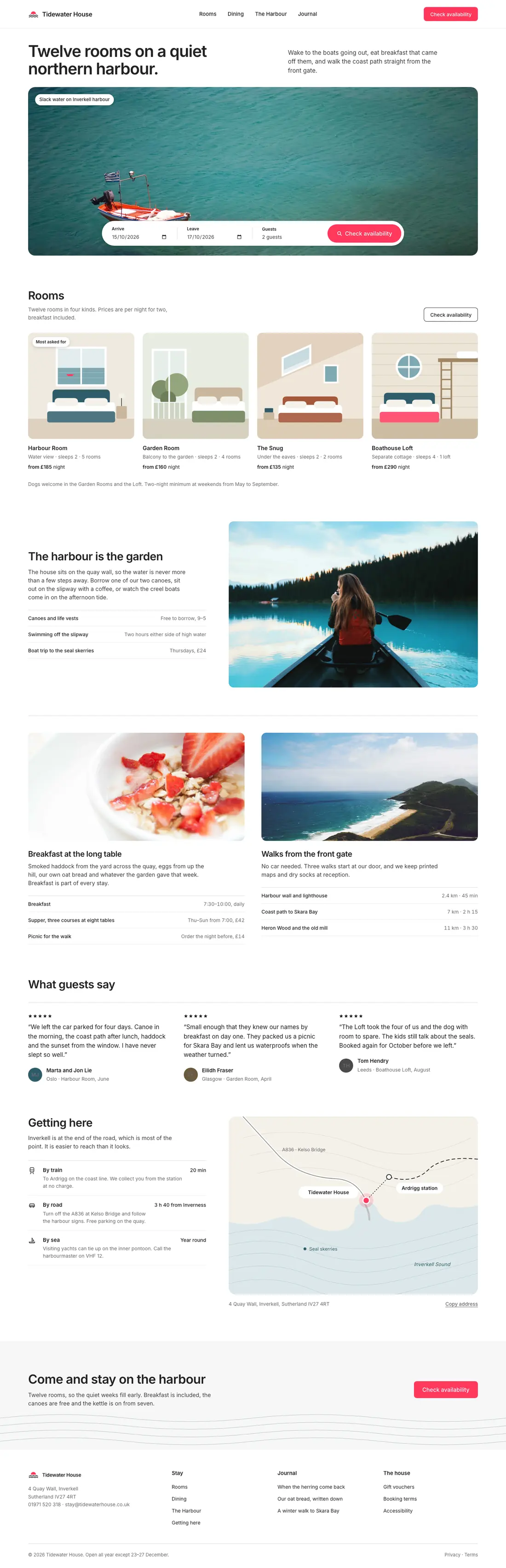 The Tidewater House landing page, read from top to bottom.